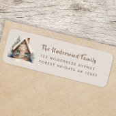 Return Address Label | Rustic Woodland Log Cabin