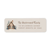 Return Address Label | Rustic Woodland Log Cabin (Voorkant)