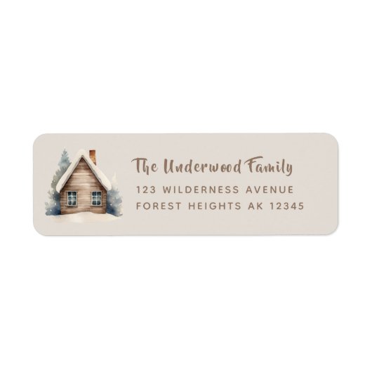 Return Address Label | Rustic Woodland Log Cabin (Voorkant)
