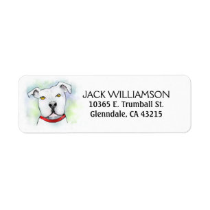 Return Address Label - White Pit Bull Head