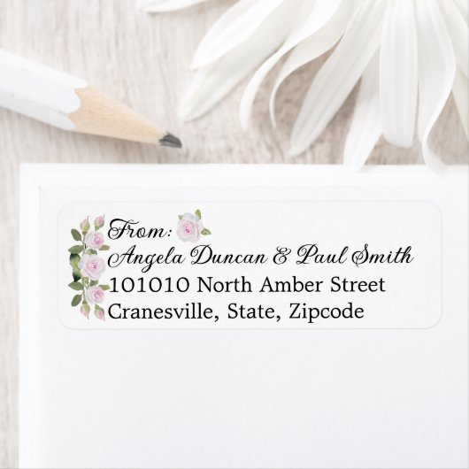 Return Address Labels Soft Pink Roses (Insitu)