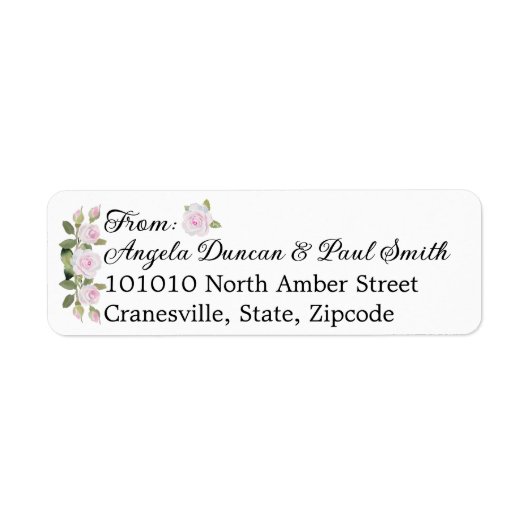Return Address Labels Soft Pink Roses (Voorkant)