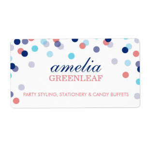 RETURN ADDRESS schattig confetti polka dot koraalb Etiket