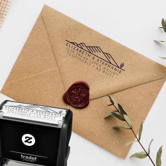 Return Address Scottsdale Desert Wedding Custom Zelfinktende Stempel