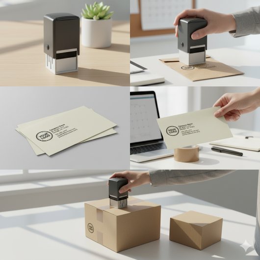 Return Address Stamp | Business Logo Self Inking Zelfinktende Stempel