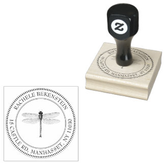 Return Address Stamp Dainty Vintage Damselfly Rubberstempel