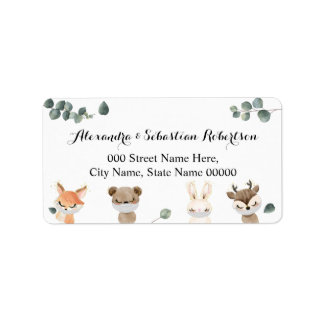 Return Address Woodland Drive-by Baby shower Etiket