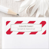 RETURN ADRES brede streep patroon helder rood Etiket (Insitu)