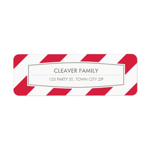 RETURN ADRES brede streep patroon helder rood Etiket (Voorkant)