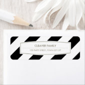 RETURN ADRES brede streep patroon zwart wit Etiket (Insitu)