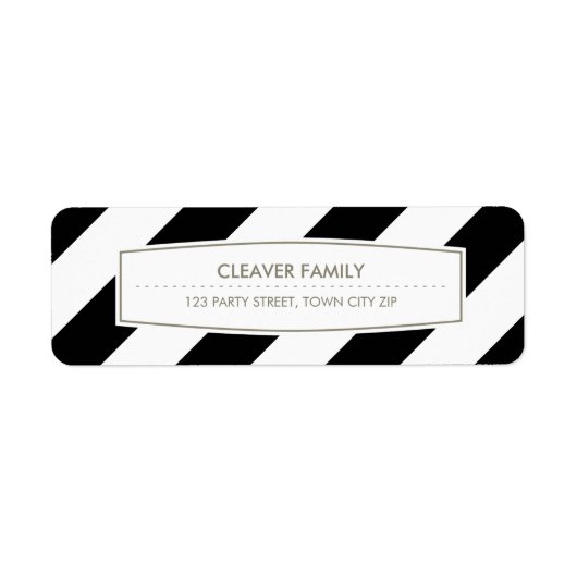 RETURN ADRES brede streep patroon zwart wit Etiket (Voorkant)