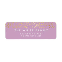 RETURN ADRES chique rustieke gouden confetti paars