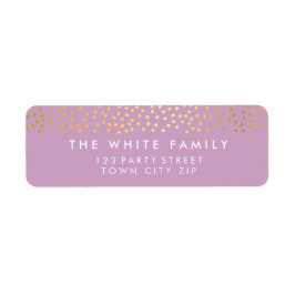 RETURN ADRES chique rustieke gouden confetti paars Etiket