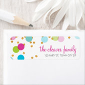 RETURN ADRES confetti polka dot kleurrijke glitter Etiket (Insitu)