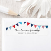 RETURN ADRES kleurrijke leuke bunting rood wit bla Etiket (Insitu)