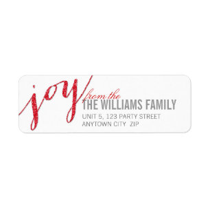 RETURN ADRES LABEL chevron glitter type rood