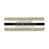 RETURN ADRES LABEL moderne streep glitter goud (Voorkant)