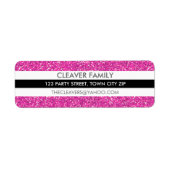 RETURN ADRES LABEL moderne streep glitter roze (Voorkant)