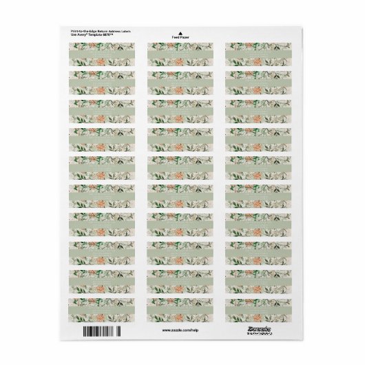 RETURN ADRES LABEL : WILLIAM MORRIS : JASMINE (Full Sheet)