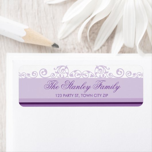 RETURN ADRES LABELS  krullen violet paarse (Insitu)