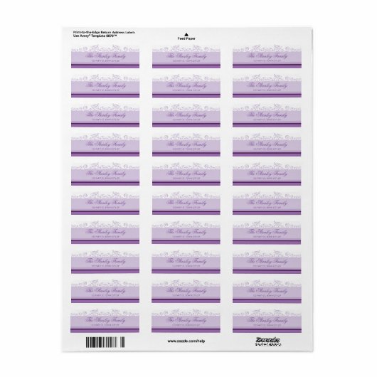 RETURN ADRES LABELS  krullen violet paarse (Full Sheet)