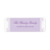 RETURN ADRES LABELS  krullen violet paarse (Voorkant)