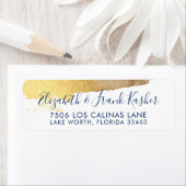 RETURN ADRES moderne luxe verguld goud marineblauw Etiket (Insitu)