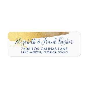 RETURN ADRES moderne luxe verguld goud marineblauw Etiket