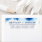 RETURN ADRES stijlvolle marineblauwe waterverf Etiket (Insitu)