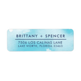 RETURN ADRES stijlvolle moderne aqua blue waterver Etiket