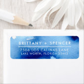 RETURN ADRES stijlvolle moderne marineblauwe water Etiket (Insitu)