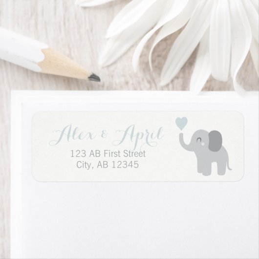 Return Label Baby Aankondiging Jongen Olifant Hart (Insitu)