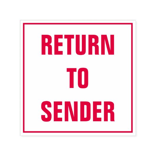 "RETURN TO SENDER" in vierkante rubberen stempel (Design)