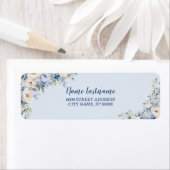 Returnadres Feestje Stofblauwe Waterverf Bloemen Etiket (Insitu)