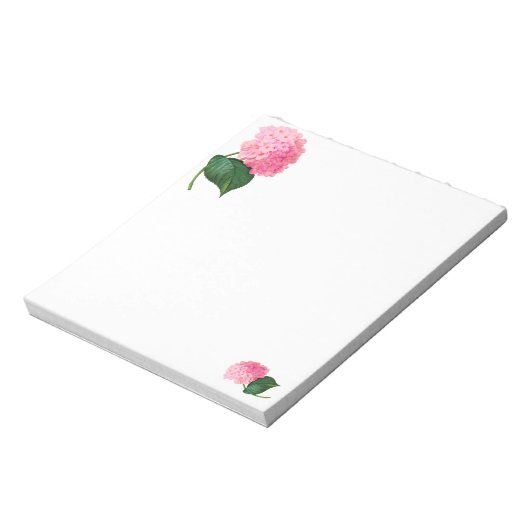 Retwijfel Pink Hydrangea Flower Notepad Notitieblok (Linkerzijde)