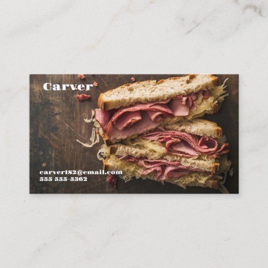 Reuben sandwich met tekstruimte visitekaartje (Voorkant)