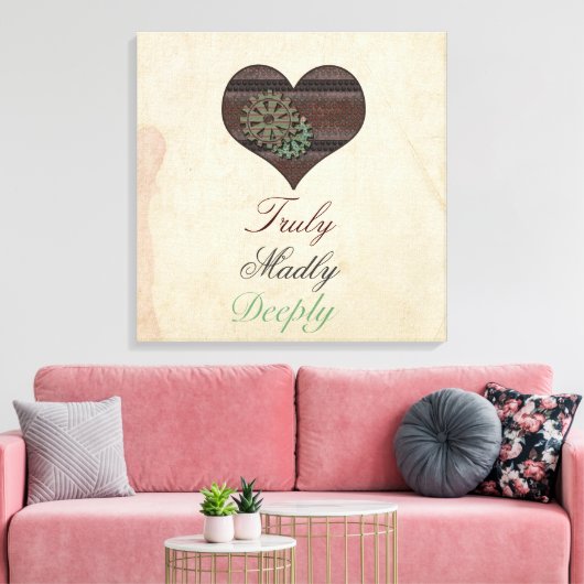 Reuly Madly Deeply Steampunk Heart Wrapped Canvas (Insitu (Woonkamer))