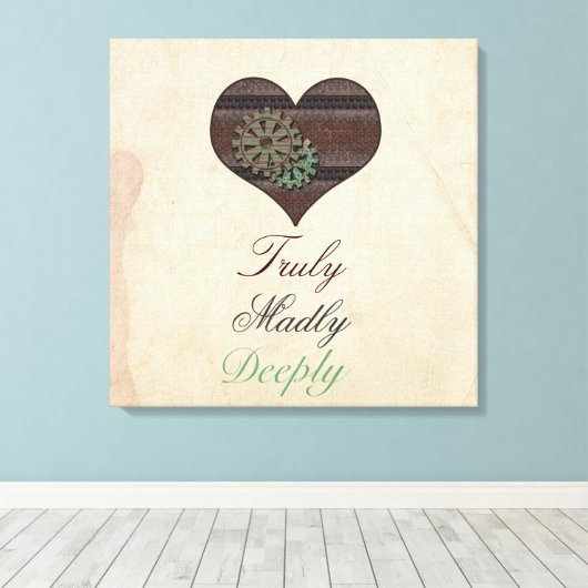 Reuly Madly Deeply Steampunk Heart Wrapped Canvas (Insitu (Houten vloer))