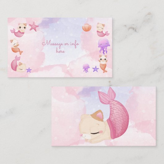 Reumaïde kattenmeisje, schattige verjaardag informatiekaartje (Voorkant / Achterkant)