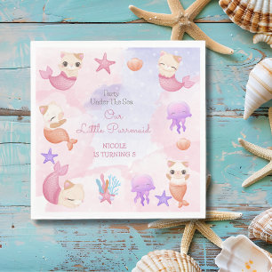 Reumaïde kattenmeisje, schattige verjaardag servet