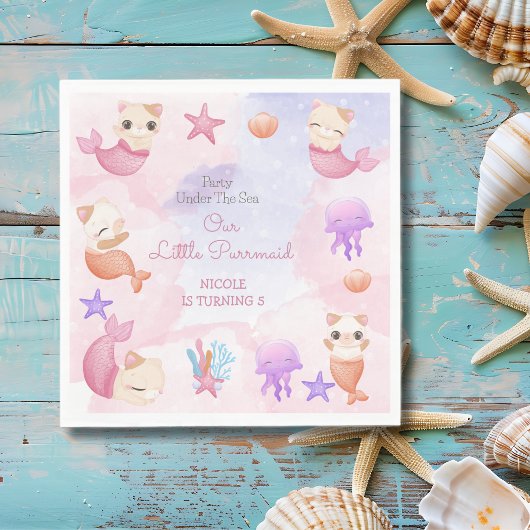 Reumaïde kattenmeisje, schattige verjaardag servet