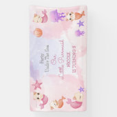 Reumaïde kattenmeisje, schattige verjaardag spandoek (Verticaal)