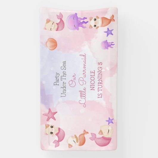 Reumaïde kattenmeisje, schattige verjaardag spandoek (Verticaal)