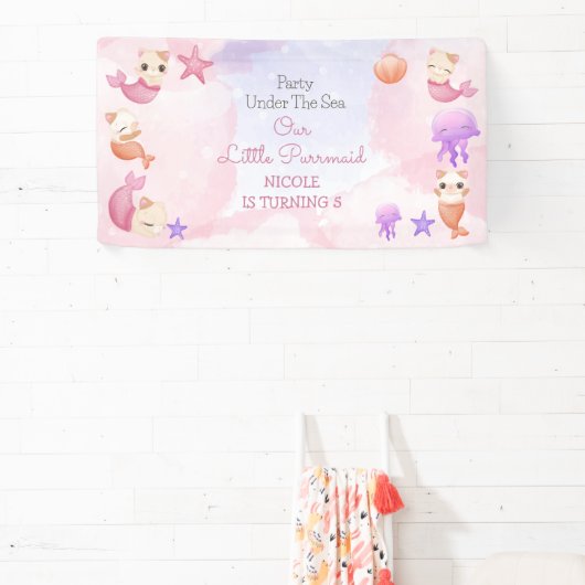 Reumaïde kattenmeisje, schattige verjaardag spandoek (Insitu)