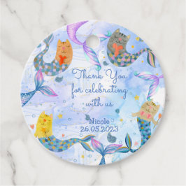 Reumaïde kattenzeemeermin waterverf verjaardag bedankjes labels