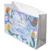 Reumaïde kattenzeemeermin waterverf verjaardag groot cadeauzakje (Achterkant Gekanteld)