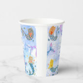 Reumaïde kattenzeemeermin waterverf verjaardag papieren bekers (Rechts)