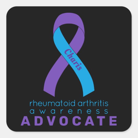 Reumatoïde artritis Advocate Black Square Sticker (Voorkant)