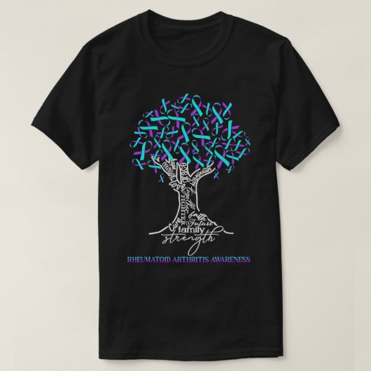 Reumatoïde artritis Awareness Tree Ribbon Blauwgro T-shirt (Design voorkant)