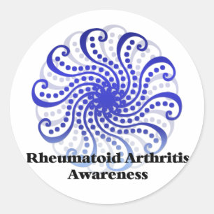 Reumatoïde artritis Bewustheid Blauw ontwerp 6 Ronde Sticker